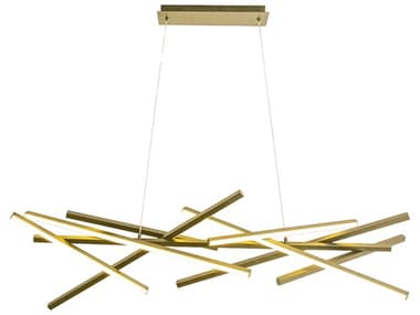 Dainolite Carly 1-Light Aged Brass Linear Island Pendant DNCAY5562LEDHCAGB