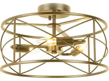 Dainolite Calah 3-Light Aged Brass Geometric Semi Flush Mount DNCLH153FHAGB