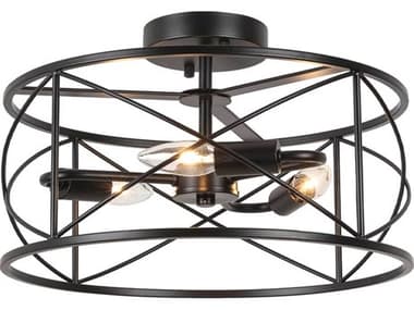 Dainolite Calah 3-Light Matte Black Geometric Semi Flush Mount DNCLH153FHMB