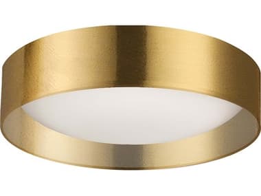 Dainolite Carmen 1-Light Aged Brass Round Flush Mount DNCMN1114LEDFHAGB