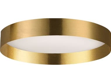Dainolite Carmen 1-Light Aged Brass Round Flush Mount DNCMN1522LEDFHAGB