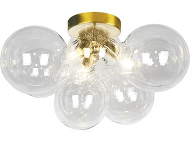 Dainolite Comet 3-Light Aged Brass Globe Flush Mount DNCMT143FHCLRAGB