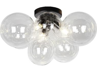 Dainolite Comet 3-Light Matte Black Globe Flush Mount DNCMT143FHCLRMB