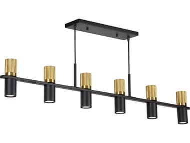 Dainolite Cerelia 12-Light Matte Black Aged Brass Cylinder Island Pendant DNCRL4812HCMBAGB