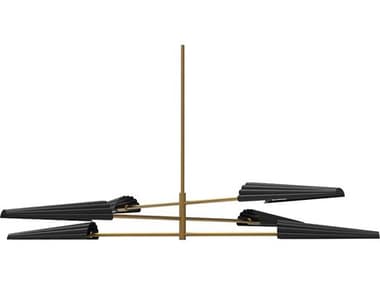Dainolite Cassie 6-Light Aged Brass Matte Black Linear Tiered Chandelier DNCSE476CAGBMB