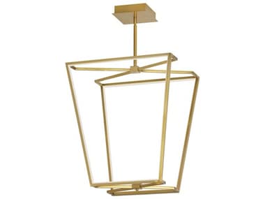 Dainolite Curant 1-Light Aged Brass White Geometric Chandelier DNCUR2260CAGB