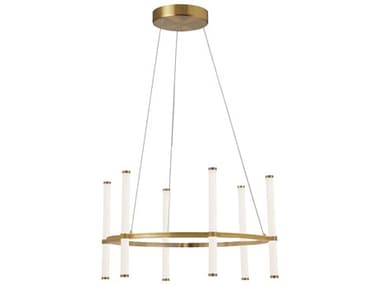 Dainolite Corvette 6-Light Aged Brass Cylinder Linear Chandelier DNCVT2436CAGB