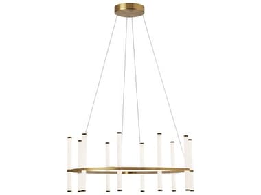 Dainolite Corvette 10-Light Aged Brass Cylinder Linear Chandelier DNCVT3260CAGB