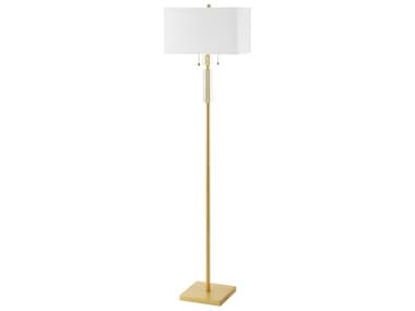 Dainolite Fernanda Aged Brass White Fabric Floor Lamp DNDM231FAGB