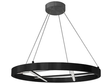 Dainolite Dante 1-Light Matte Black White Geometric Round Chandelier DNDNT2440LEDCMB