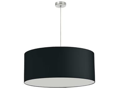 Dainolite Fabric Drum 1-Light Black Satin Chrome Pendant DNDRML797