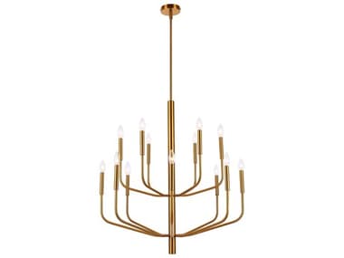 Dainolite Eleanor 14-Light Aged Brass Candelabra Tiered Chandelier DNELN3214CAGB
