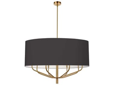 Dainolite Eleanor 8-Light Aged Brass Black Drum Chandelier DNELN388CAGB797