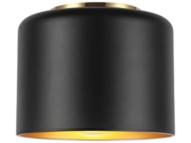 Dainolite Emilia 1-Light Matte Black Aged Brass Dome Flush Mount DNEMI81FHAGBMB