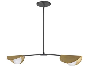 Dainolite Emma 2-Light Matte Black Aged Brass Linear Island Pendant DNEMM342HPMBAGB