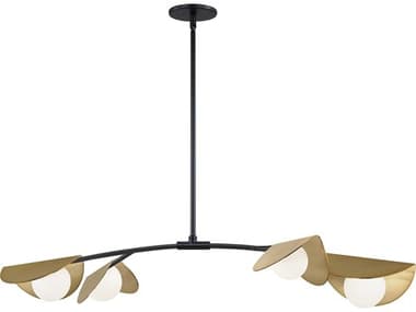 Dainolite Emma 4-Light Matte Black Aged Brass Linear Island Pendant DNEMM414HPMBAGB