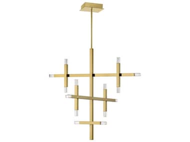 Dainolite Francesca 14-Light Aged Brass Geometric Linear Chandelier DNFCS3656CAGB