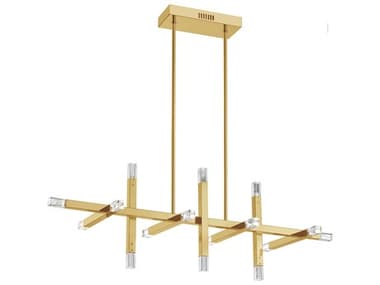 Dainolite Francesca 16-Light Aged Brass Geometric Linear Island Pendant DNFCS4064HCAGB