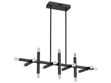 Dainolite Francesca 16-Light Matte Black Geometric Linear Island Pendant DNFCS4064HCMB