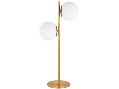 Dainolite Folgar Aged Brass Opal White Glass Table Lamp DNFOL222TAGB