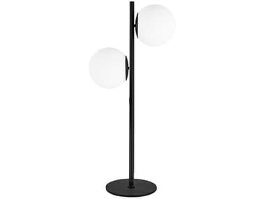 Dainolite Folgar Matte Black Opal White Glass Table Lamp DNFOL222TMB