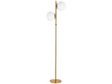 Dainolite Folgar Aged Brass Opal White Glass Floor Lamp DNFOL662FAGB