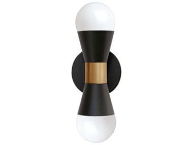 Dainolite Fortuna 2-Light Aged Brass Matte Black Wall Sconce DNFOR72WMBAGB