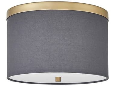 Dainolite Frederica 2-Light Grey Aged Brass Drum Flush Mount DNFRD122FHAGBGRY