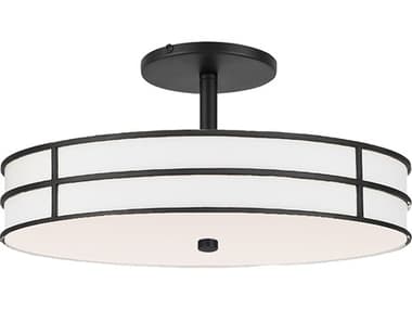 Dainolite Fulvia 2-Light Matte Black Drum Round Semi Flush Mount DNFVA162SFMB