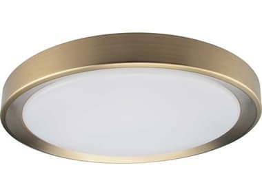 Dainolite Flynn 1-Light Aged Brass White Round Flush Mount DNFYN1224LEDFHAGB