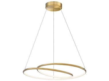 Dainolite Gabriel 1-Light Aged Brass White Pendant DNGBL2438LEDCAGB