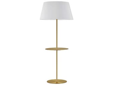 Dainolite Gretchen Aged Brass White Fabric Floor Lamp DNGTCR641FAGBWH