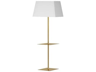 Dainolite Gretchen Aged Brass White Fabric Floor Lamp DNGTCS641FAGBWH