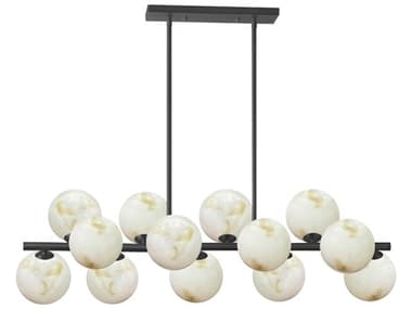 Dainolite Giovanna 13-Light Matte Black Globe Linear Island Pendant DNGVA4013HPMB