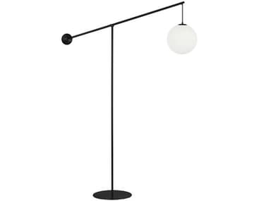 Dainolite Holly Matte Black Opal White Glass Floor Lamp DNHOL1061FMB