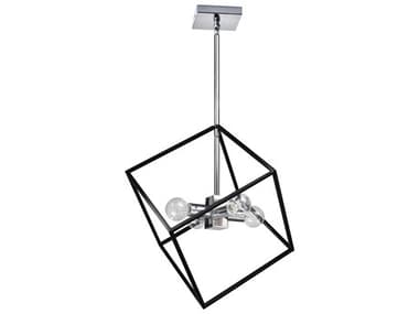 Dainolite Kappa 4-Light Polished Chrome Matte Black Geometric Pendant DNKAP144PPCMB