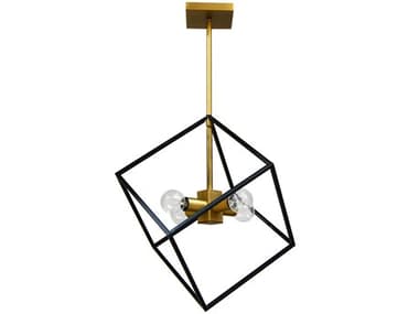 Dainolite Kappa 4-Light Vintage Bronze Matte Black Geometric Pendant DNKAP144PVBMB