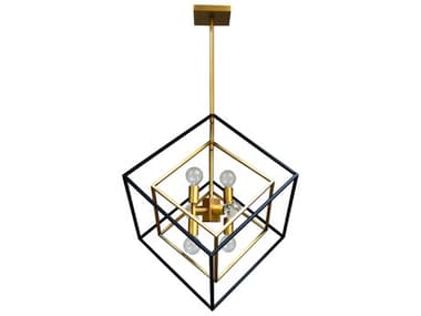 Dainolite Kappa 6-Light Vintage Bronze Matte Black Geometric Pendant DNKAP196PVBMB