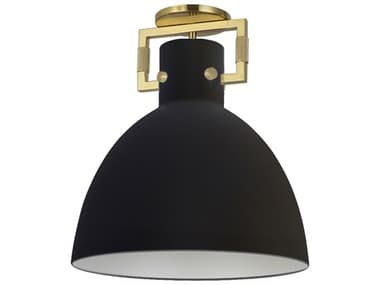 Dainolite Liberty 1-Light Matte Black Aged Brass Dome Semi Flush Mount DNLBY151SFMBAGB