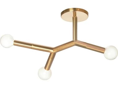 Dainolite Morgan 3-Light Aged Brass Linear Semi Flush Mount DNMOR213SFAGB
