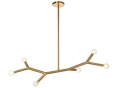 Dainolite Morgan 6-Light Aged Brass Linear Island Pendant DNMOR396HPAGB