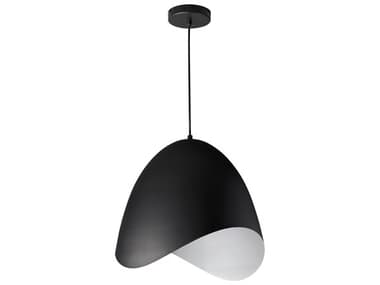 Dainolite Myra 1-Light Black White Dome Pendant DNMYR241PBK