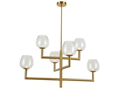 Dainolite Nora 6-Light Aged Brass Linear Tiered Chandelier DNNOR326CAGBCLR