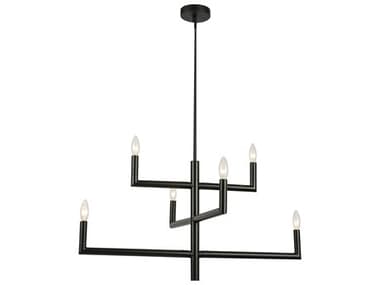 Dainolite Nora 6-Light Matte Black Linear Tiered Chandelier DNNOR326CMB