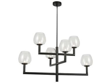 Dainolite Nora 6-Light Matte Black Linear Tiered Chandelier DNNOR326CMBCLR