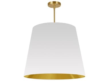Dainolite Oversized Drum 1-Light Aged Brass White Pendant DNODRL692