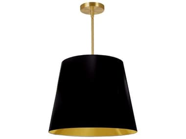 Dainolite Oversized Drum 1-Light Black Aged Brass Gold Pendant DNODRM698