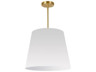 Dainolite Oversized Drum 1-Light Aged Brass White Pendant DNODRM790