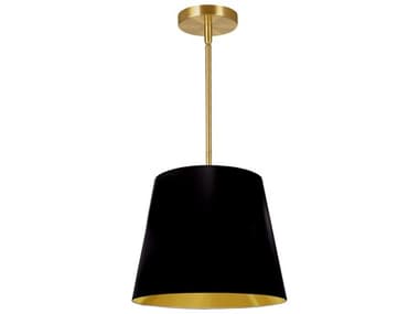 Dainolite Oversized Drum 1-Light Black Aged Brass Gold Pendant DNODRS698