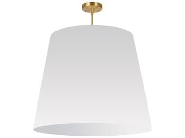 Dainolite Oversized Drum 1-Light Aged Brass White Pendant DNODRXL790